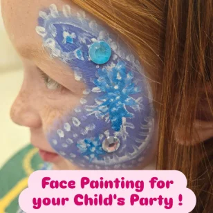 A girl with an icy facepainting