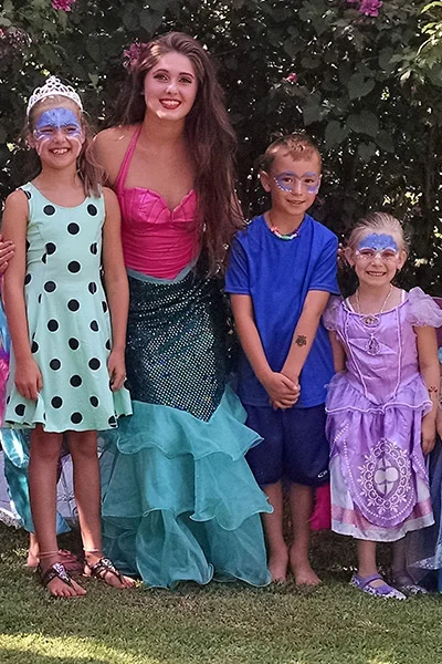 mermaid princess character at kid's party