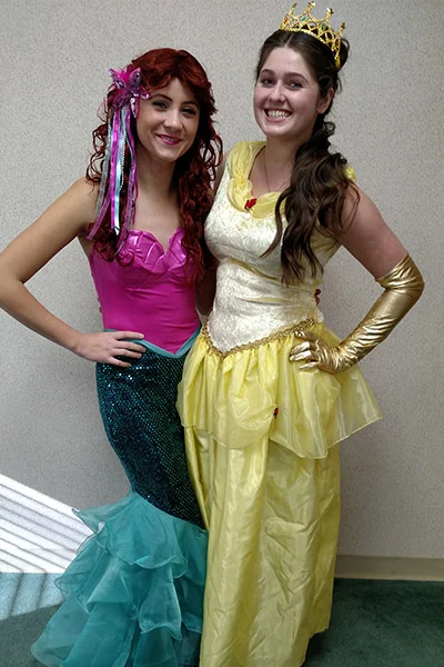 Princess Mermaid and Belle costume characters